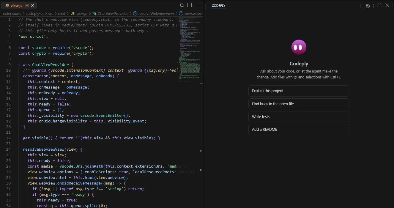 Codeply in the VS Code side panel